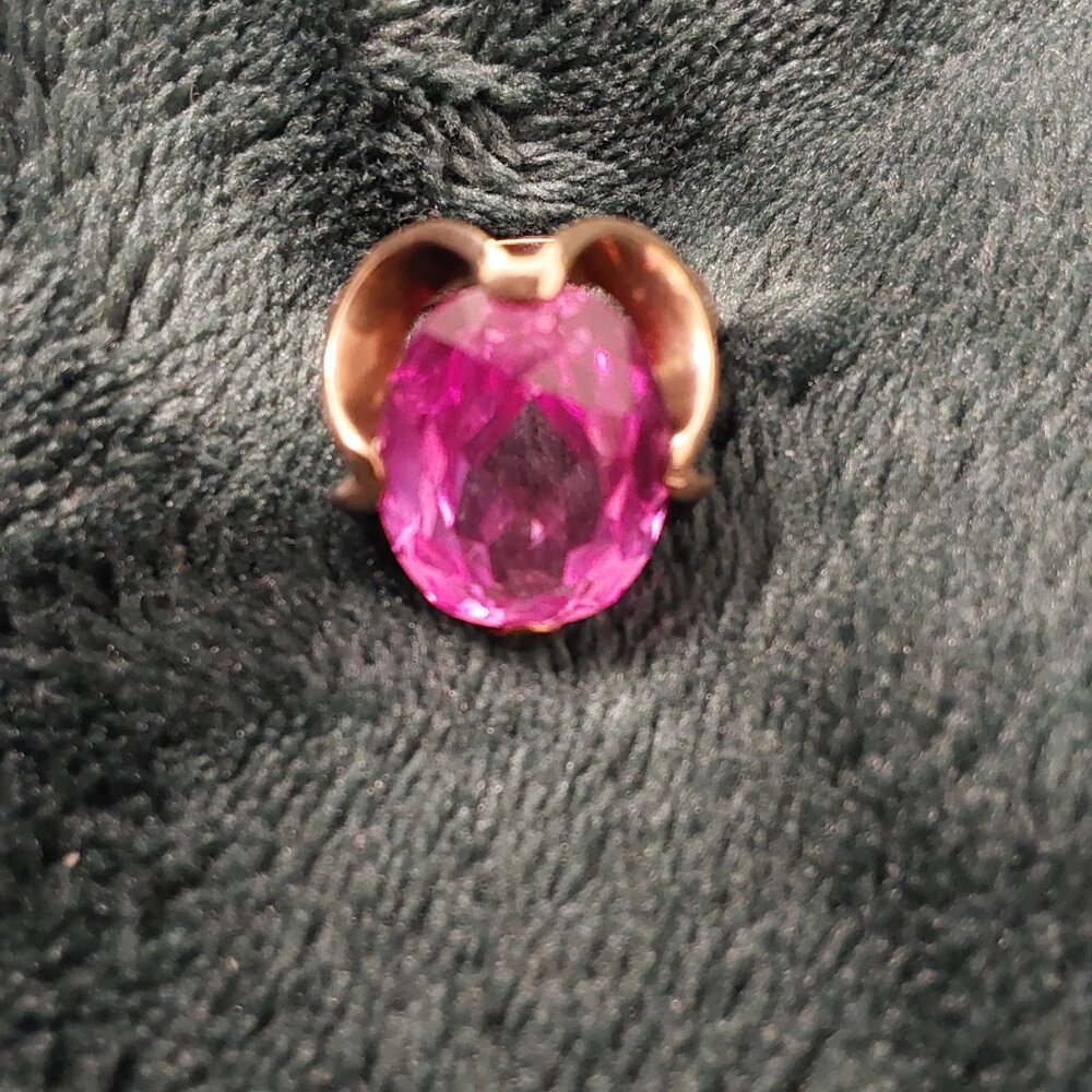 10 KT Gold, 1963 Edison's Jewelry store PINK GEMSTONE RING BEAUTIFUL - Picture 9 of 17